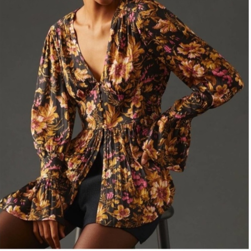 Anthropologie floral blouse